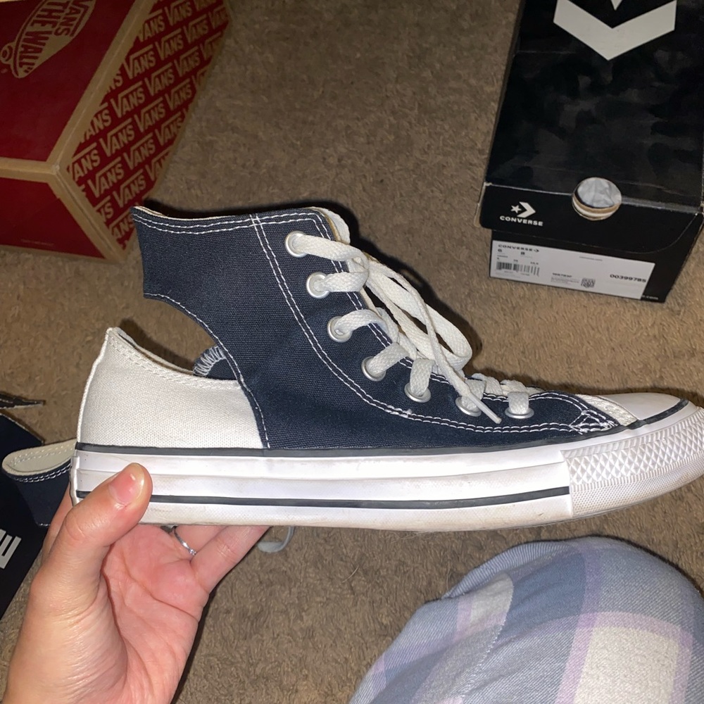 Black and White Converse with Cut Out Size 8W and 6M